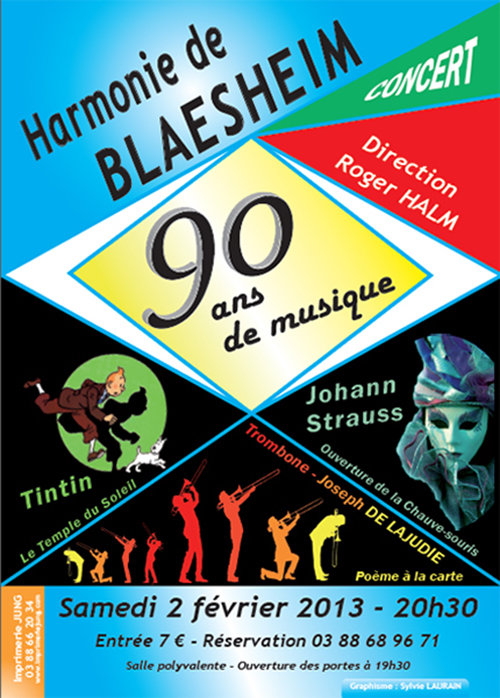 Affiche du concert d'hiver 2013 de L'harmonie de Blaesheim