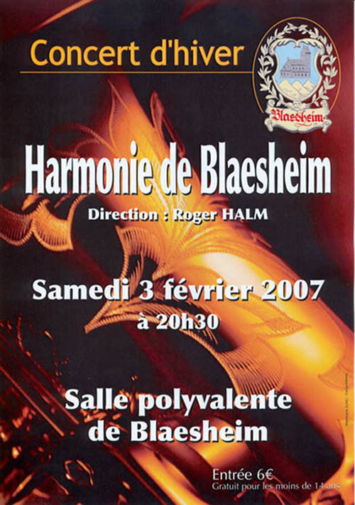 Affiche du concert d'hiver 2007 de L'harmonie de Blaesheim